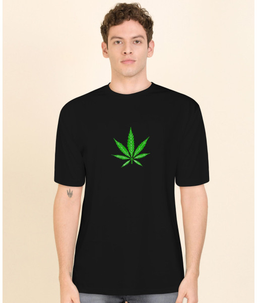 Weed Leaf Print T-Shirt