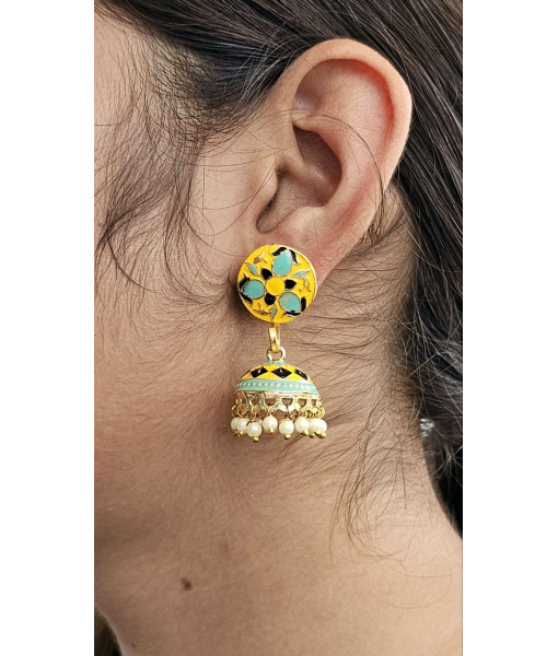 Floral Design Imitation Jhumki Set - Traditional Handcrafted Jewelry | Sanaatani
