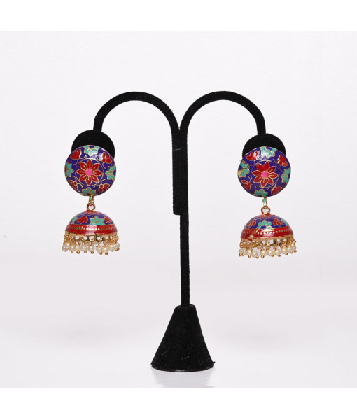 Meenakari Imitation Jhumki Set - Traditional Handcrafted Earrings | Sanaatani