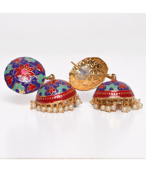 Meenakari Imitation Jhumki Set - Traditional Handcrafted Earrings | Sanaatani