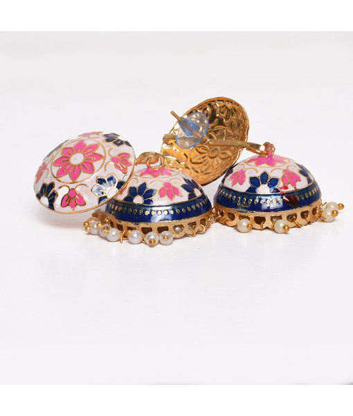 Meenakari Imitation Jhumki Set - Traditional Handcrafted Earrings | Sanaatani