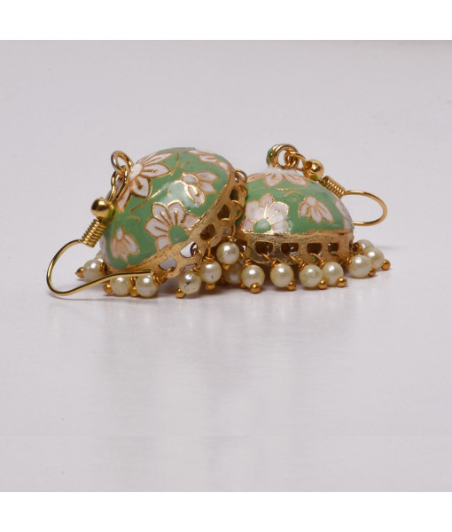 Pearl Kundan Jhumki Set – Wedding Earrings for Women