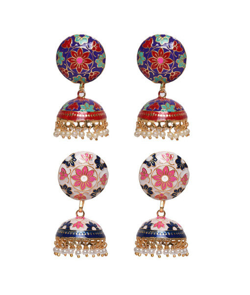 Meenakari Imitation Jhumki Set - Traditional Handcrafted Earrings | Sanaatani