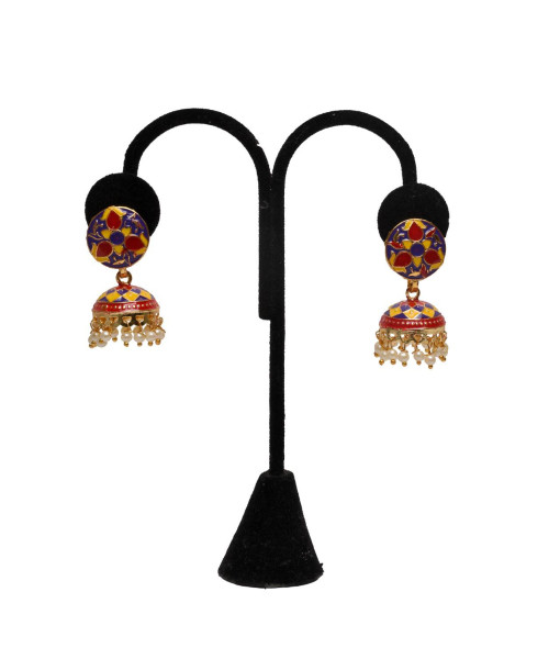 Floral Design Imitation Jhumki Set - Traditional Handcrafted Jewelry | Sanaatani