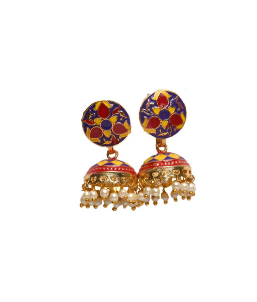 Floral Design Imitation Jhumki Set - Traditional Handcrafted Jewelry | Sanaatani