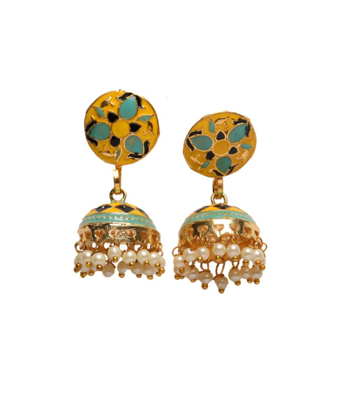 Floral Design Imitation Jhumki Set - Traditional Handcrafted Jewelry | Sanaatani