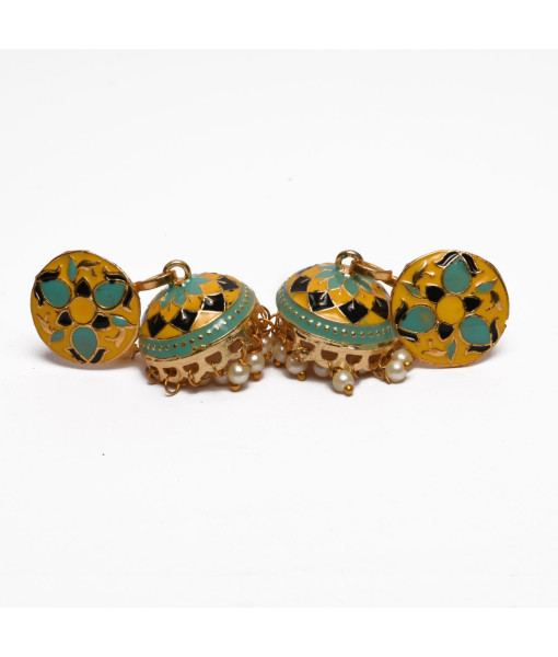 Floral Design Imitation Jhumki Set - Traditional Handcrafted Jewelry | Sanaatani