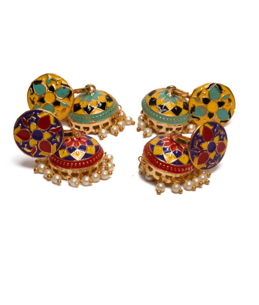 Floral Design Imitation Jhumki Set - Traditional Handcrafted Jewelry | Sanaatani