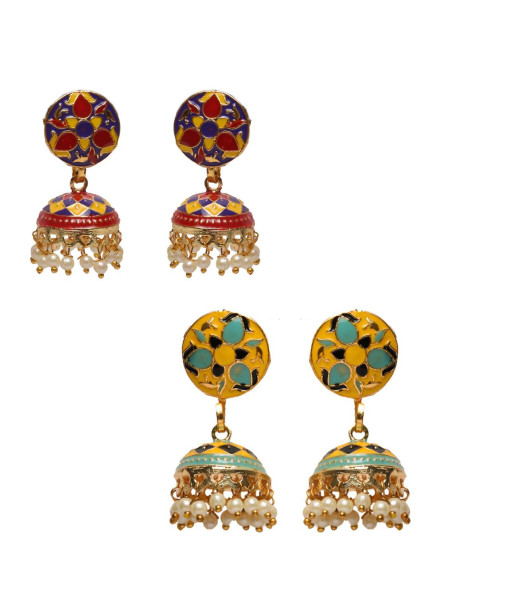 Floral Design Imitation Jhumki Set - Traditional Handcrafted Jewelry | Sanaatani