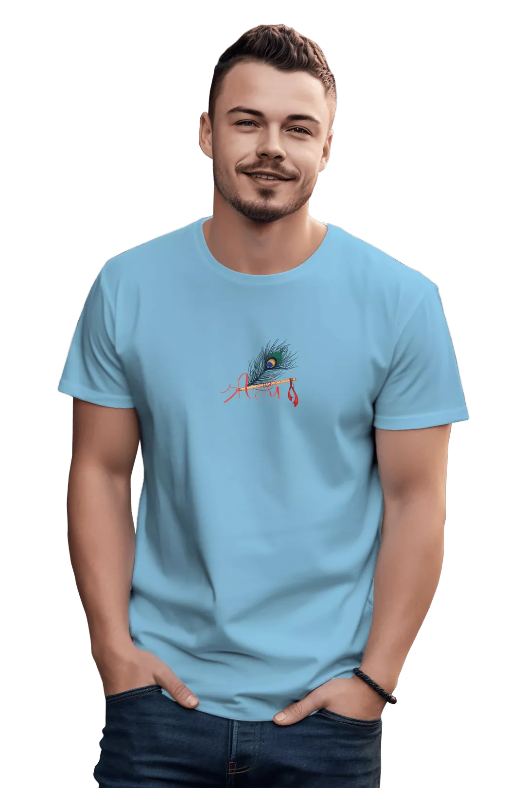 Shree Radhe Morpankh print T-Shirt - Image 26