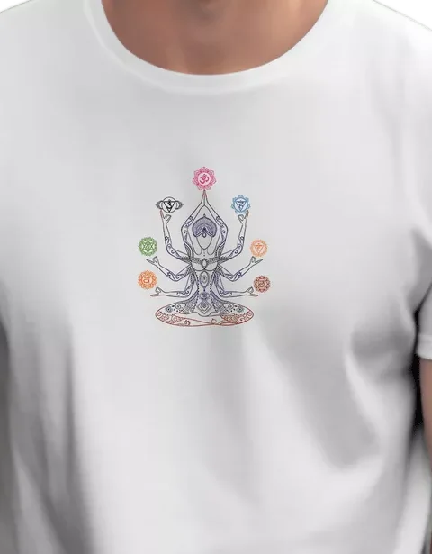 Yogi With Chakras Printed T-Shirt